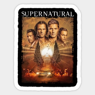 Supernatural Group Shot Sepia Tone Wings Sticker